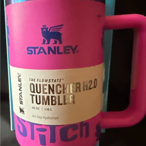 New Stitch Character Laser Engraved Stanley 40oz Hot Pink Quencher H2.0 Tumbler - Picture 2 of 7